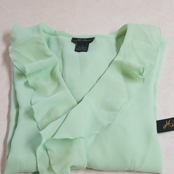NWT Milano Silky Ruffle Flounce Blouse Small - Picture 9 of 12